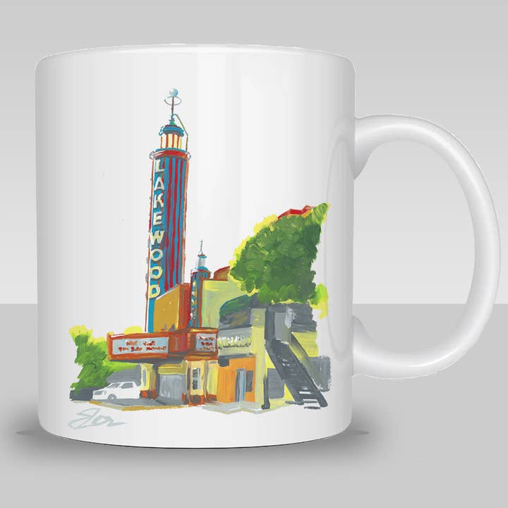 Dallas – Lakewood Theatre Kaffeetasse für den Großhandel von Eric Hanson Artwork