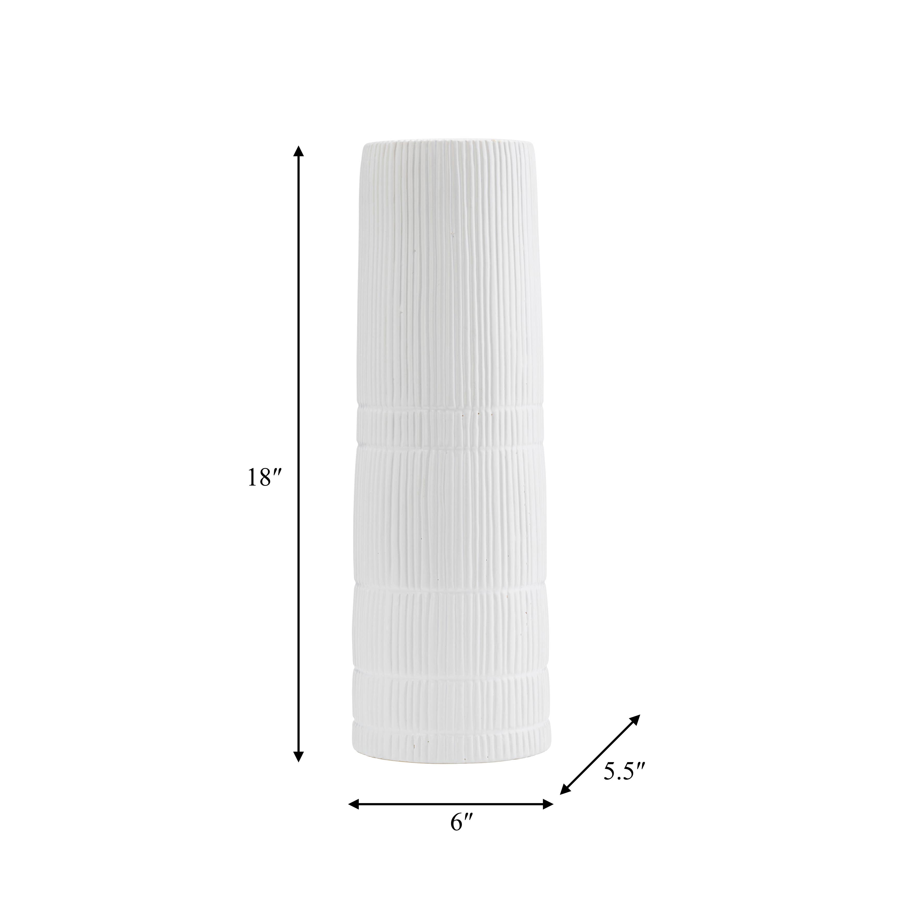 Sagebrook Home - Wholesale Vase - Ceramic Lined Cylinder Decorative Vase - White, 18 in.3