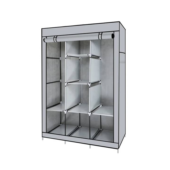 J&V TEXTILES - Wholesale Bedroom furniture - Portable Free Standing Closet with 8 Storage Shelves, 2 Hanging Rod & 4 Pockets5