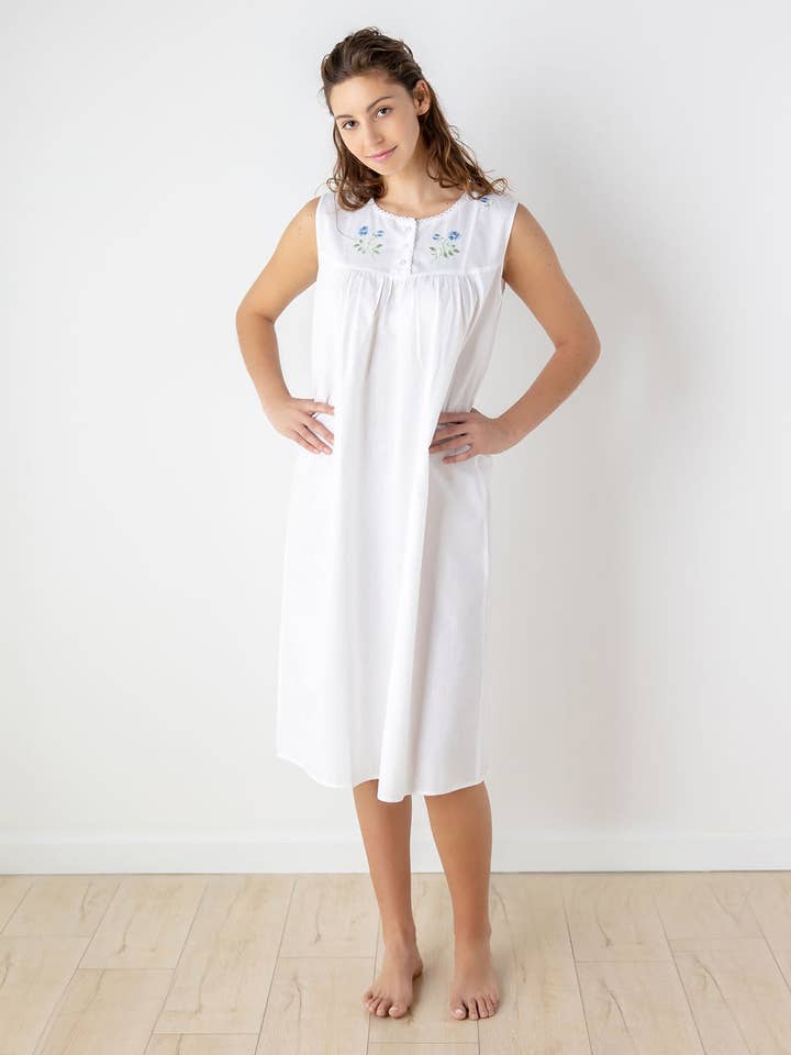 Jacaranda Living - Wholesale Nightgown - Women's - Clara White Cotton Nightgown