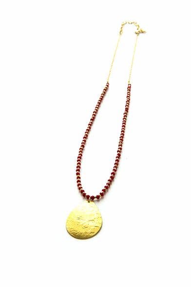 Fair Anita - Wholesale Pendant/Charm Necklace - Red Beaded Pendant Necklace - Brass2