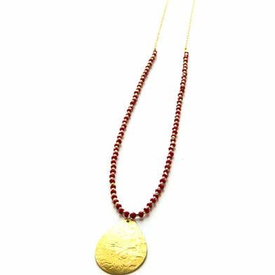 Fair Anita - Wholesale Pendant/Charm Necklace - Red Beaded Pendant Necklace - Brass2