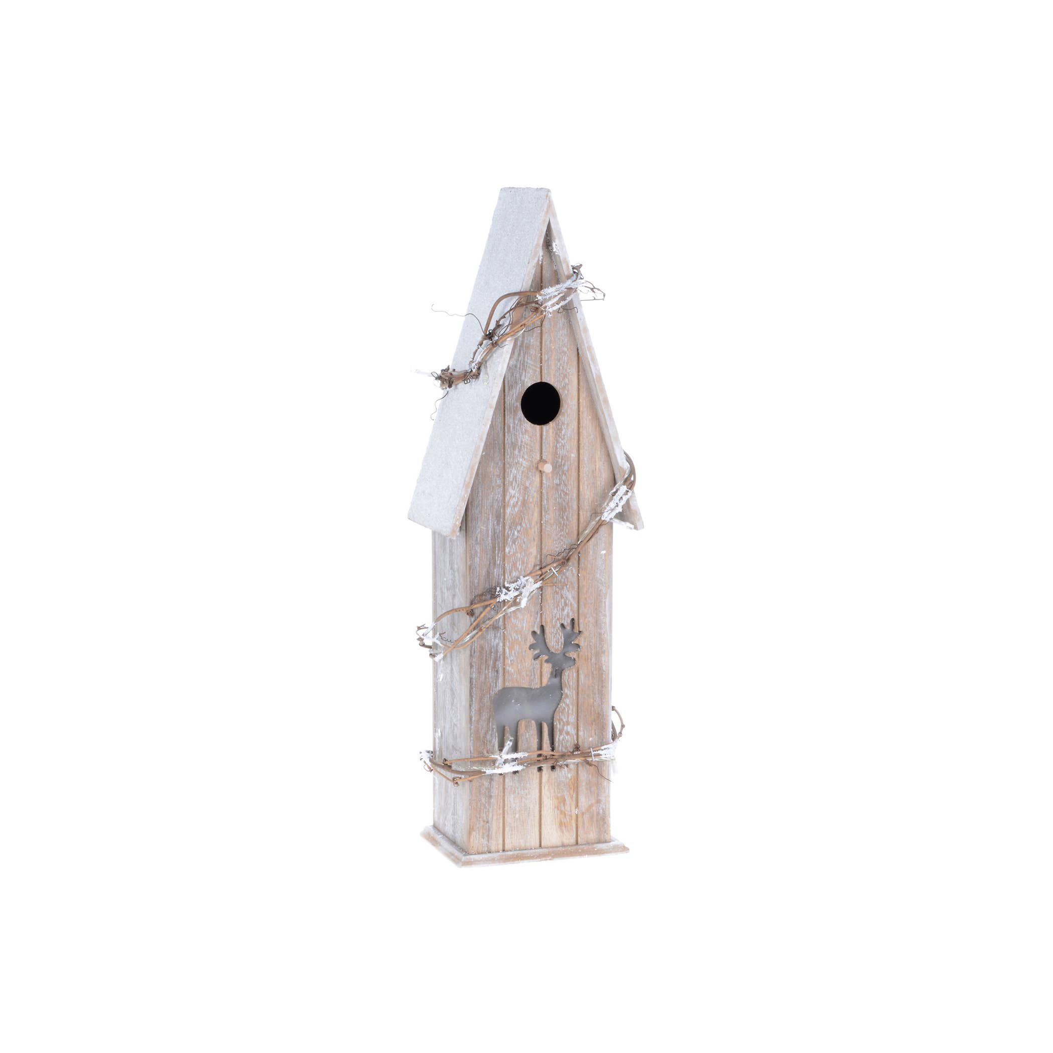 Christmas Tradition - Wholesale Christmas Decoration - 21x6x5" Natural Wood Birdhouse w/Deer & LED Lights1