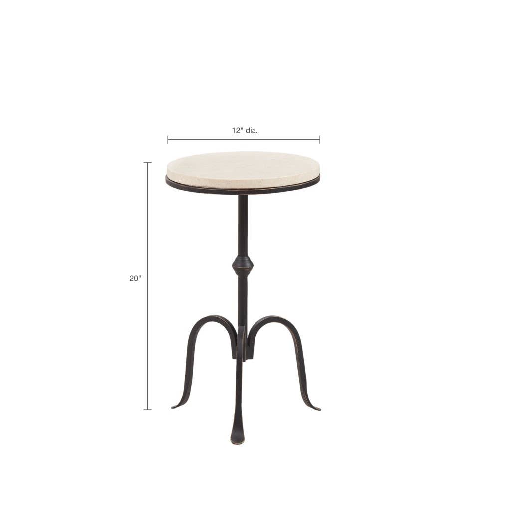 Olliix - Wholesale Side Table - Creame Marble Accent Table with Curved Metal Legs2