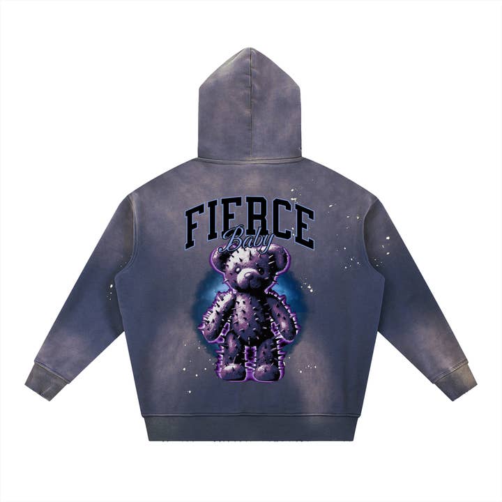 Sudadera con capucha de forro polar deshilachado estilo grunge feroz para bebé para venta al por mayor de Goth Cloth Co.