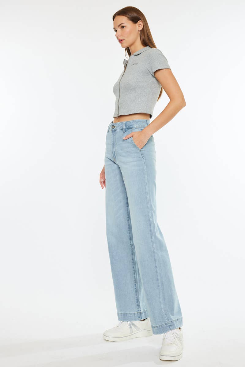 LIGHT OPEN PACK HIGH RISE WIDE LEG TROUSER JEANS-KC7127L for wholesale on Faire3