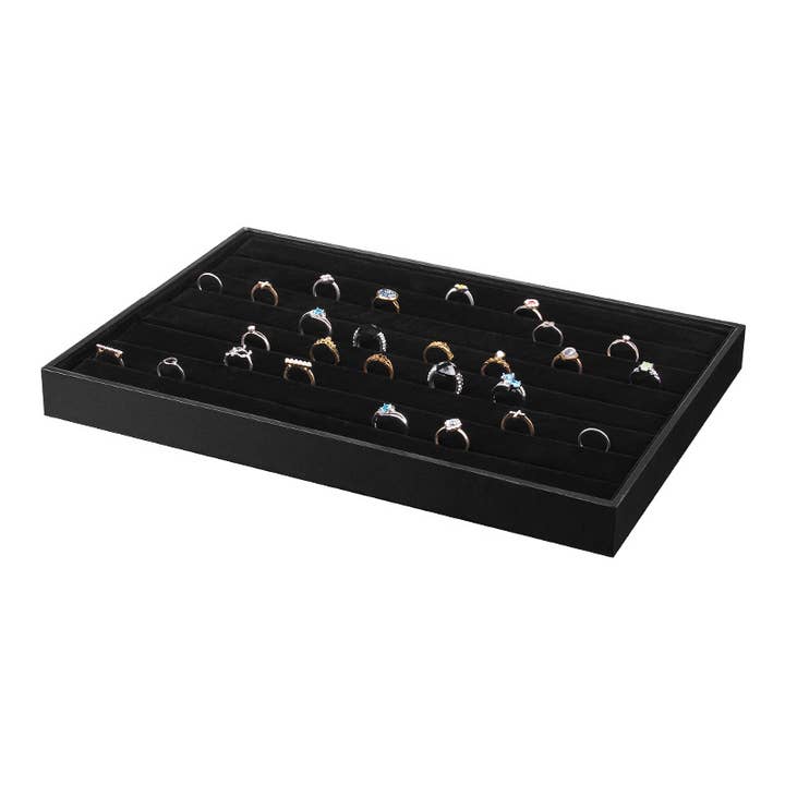 Zakka – wholesale Jewellery stand & display – Black Velvet Ring Display Tray Storage Organizer Case
