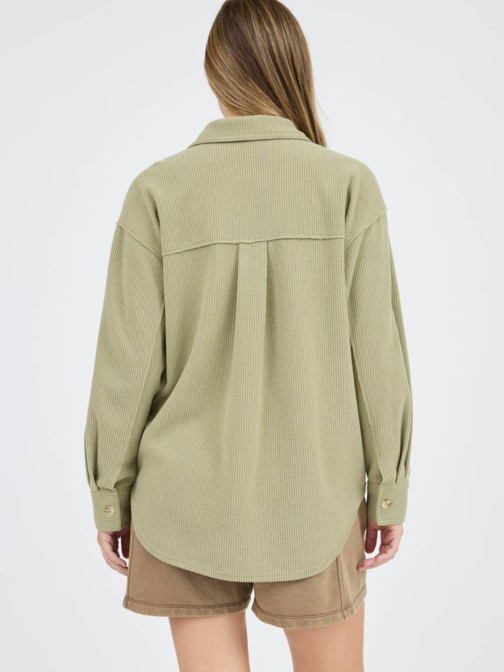 Blu Pepper - Wholesale Knit Top - Women's - RIB KNIT EXPOSED SEAM BUTTON UP TOP10