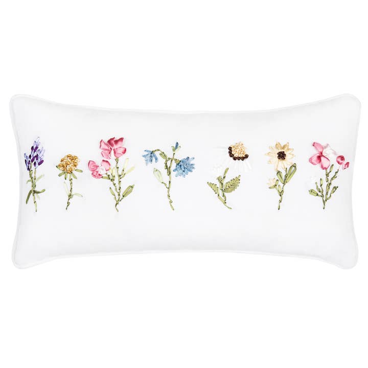 April Showers Floral Ribbon Art Throw Pillow for wholesale by C&F Home