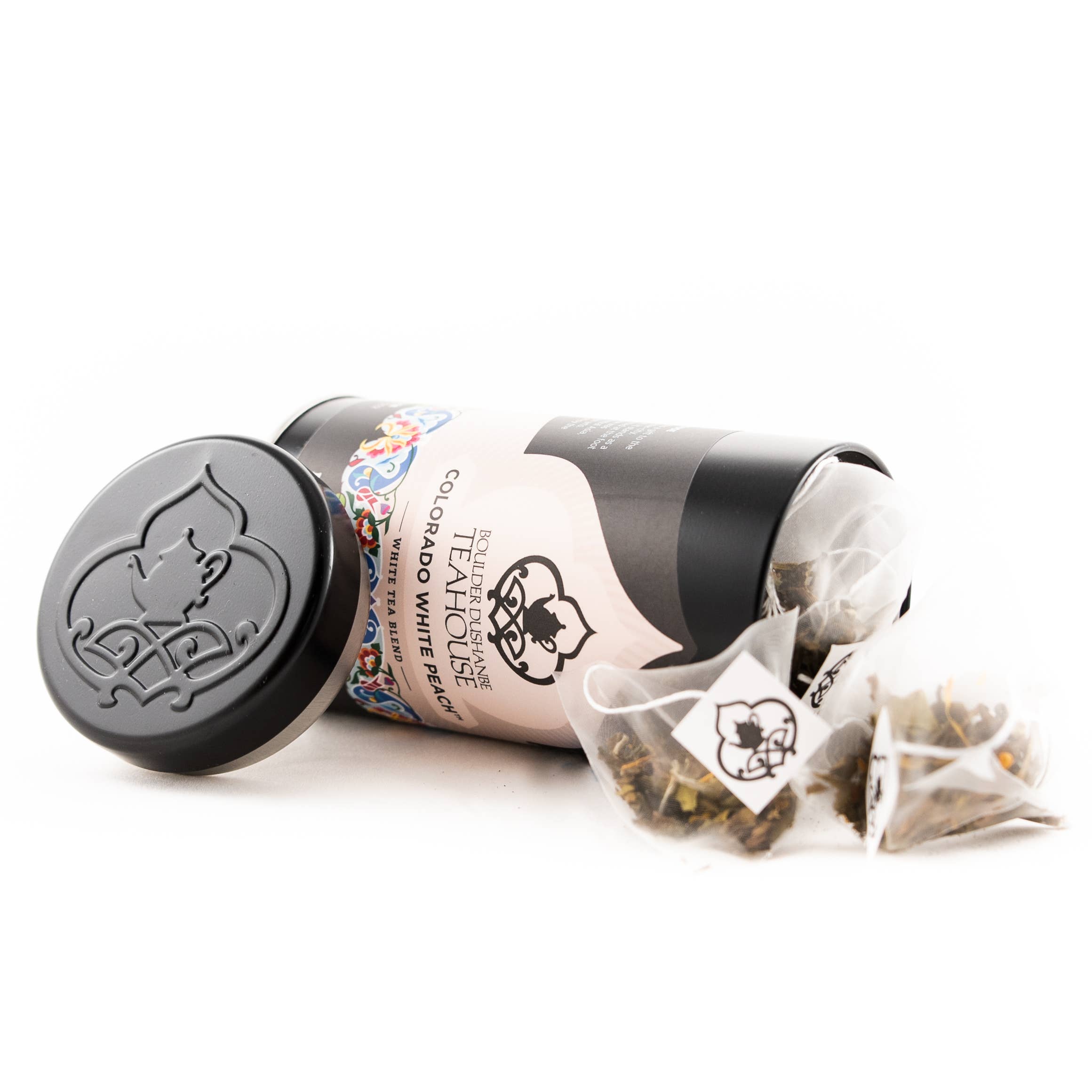 Boulder Tea Company – wholesale Tea bags – Colorado White Peach White Tea - Tin of 15 Tea Sachets1