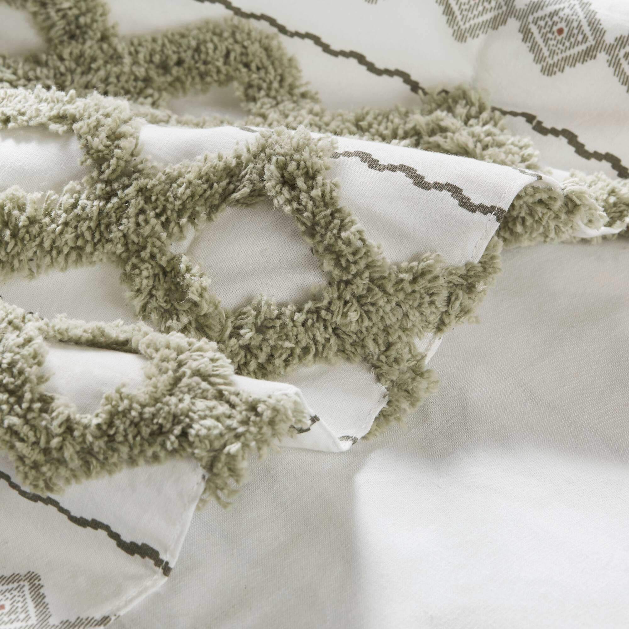 Olliix - Wholesale Curtain - Geometric Chenille Stripe Trim Cotton Curtain Panel, Green8