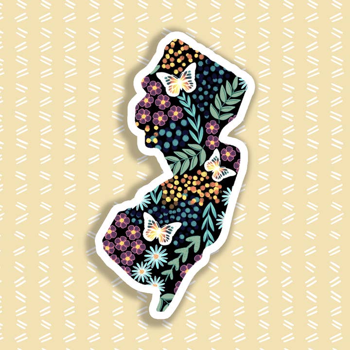 New Jersey Floral State Sticker for wholesale by Eve's Art Shop