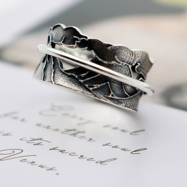 Never Quit - Anello da meditazione in argento sterling per la vendita all'ingrosso da parte di Energy Stone