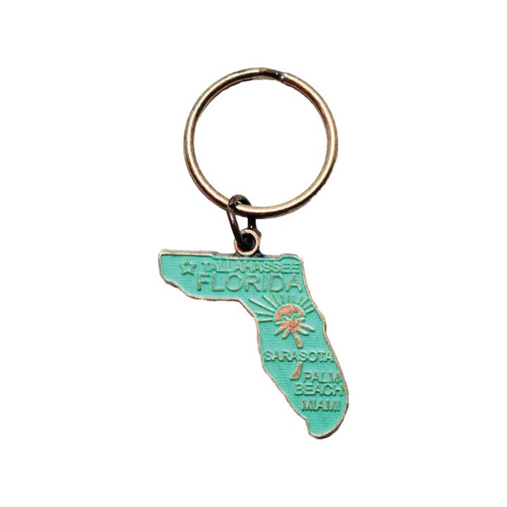 Gleeful Peacock - Wholesale Keychain - Unisex - Florida Vintage State Map Keychain2