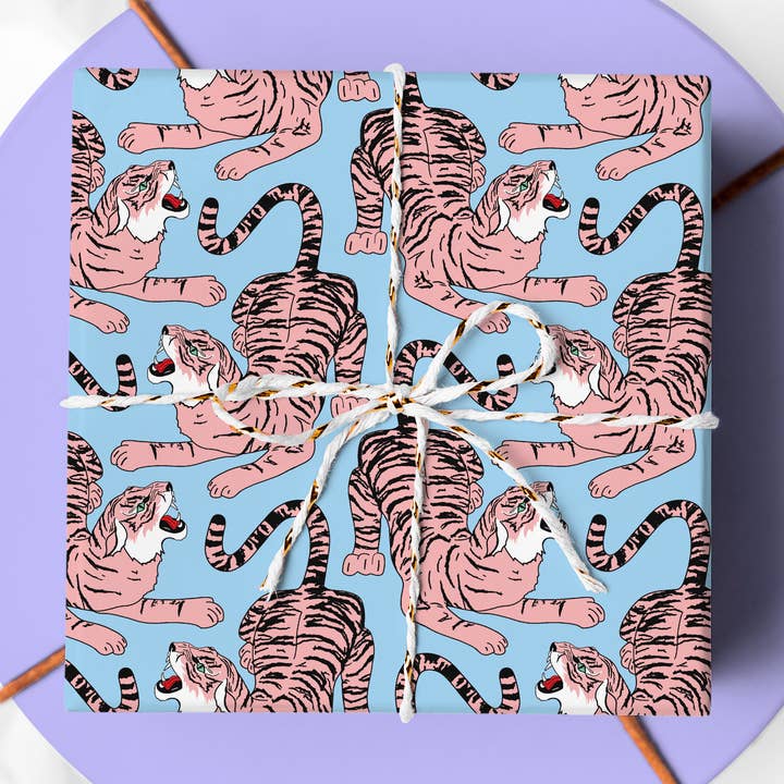 Fawn & Thistle Ltd (US Duties Paid) - Wholesale Flat Wrap - Tiger Gift Wrap Sheet | Wrapping Paper | Craft Paper
