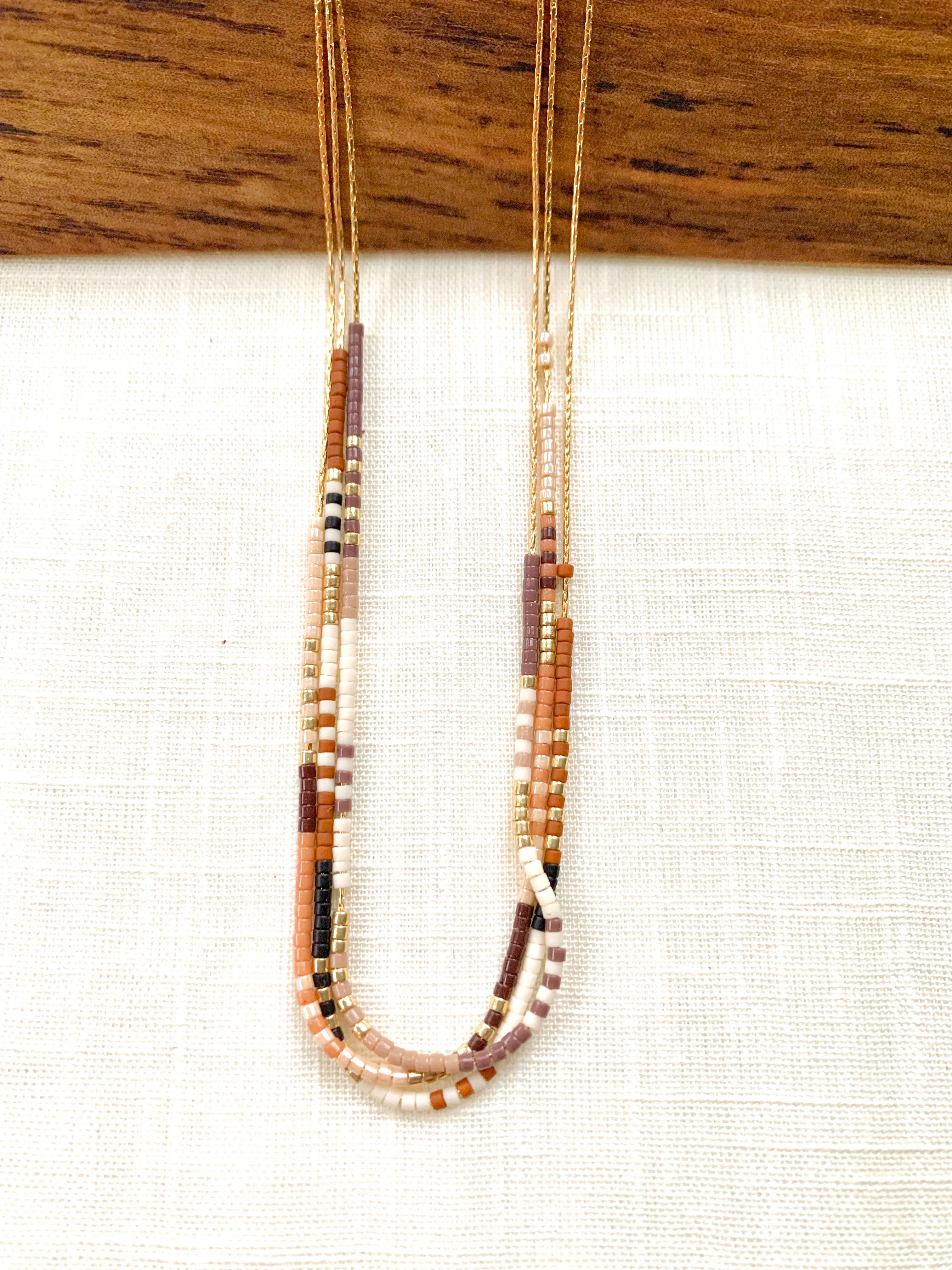 Ocean Breakup - Wholesale Beaded/Pearl Necklace - Rich Neutral Seed Bead Necklace4