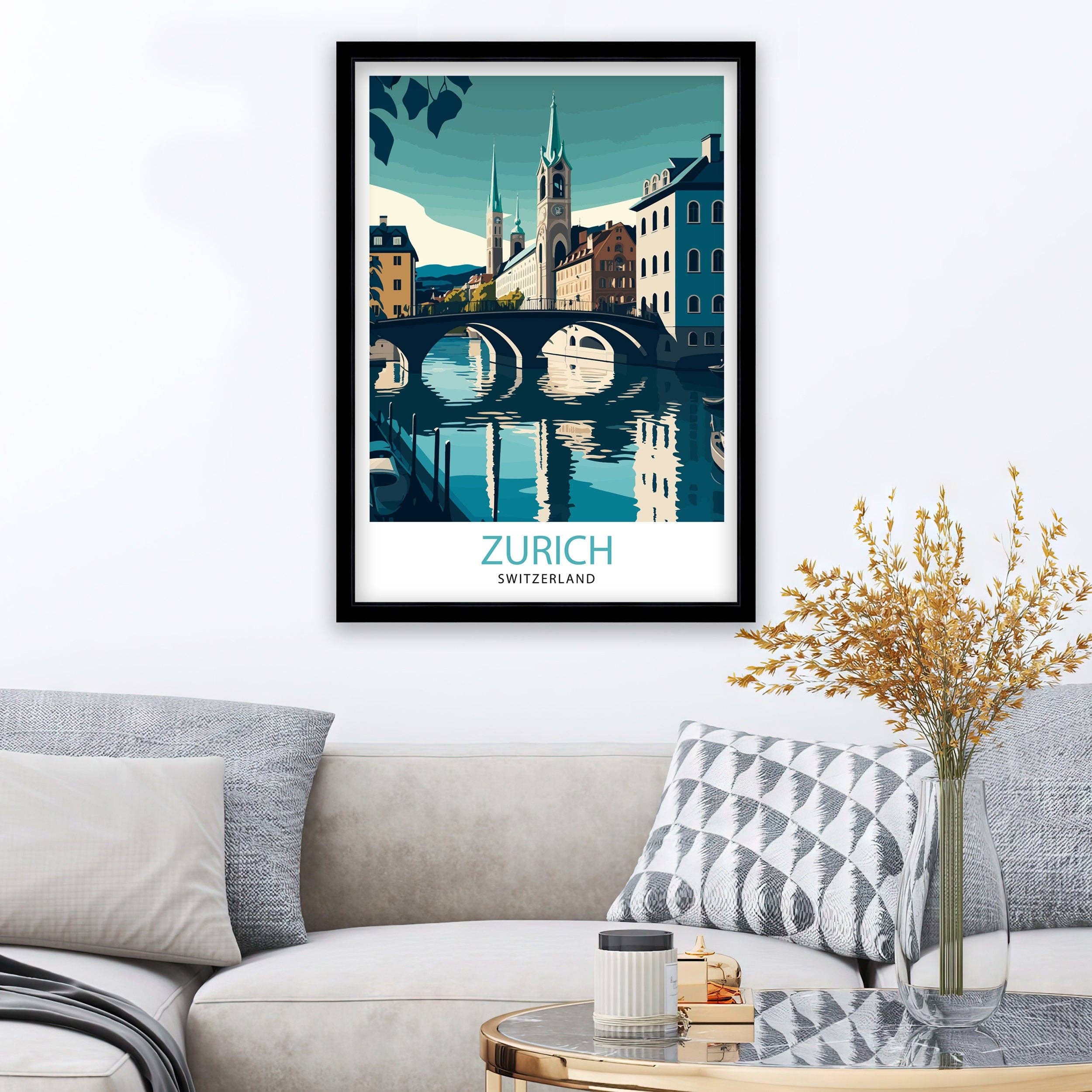 InkNPrintz – wholesale Art print – Zurich Switzerland Travel Poster Zurich3