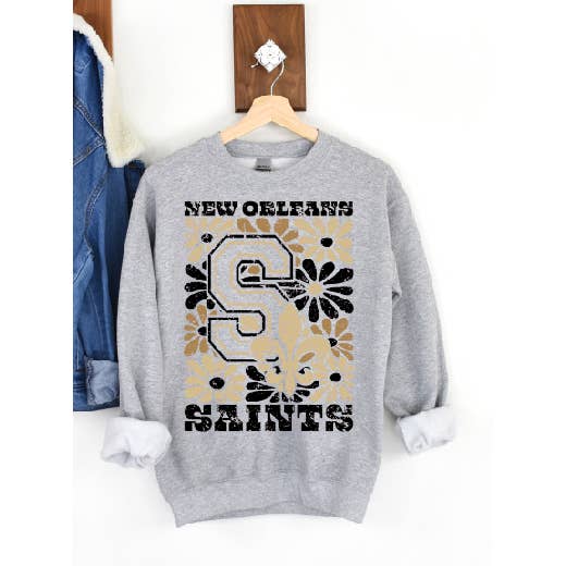 New Orleans Saints Groovy Floral Sweatshirt for wholesale by BB Subs and Screens