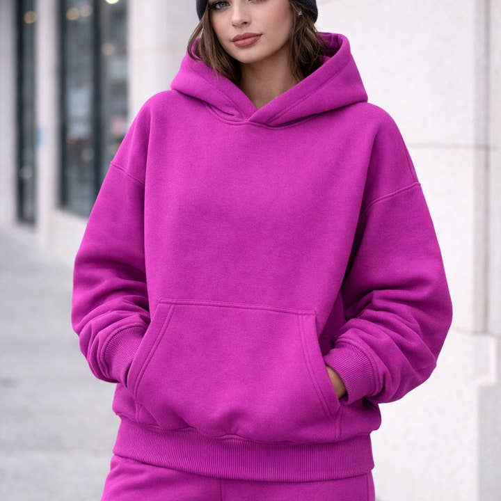 Rose Violet Oversized Boxy Hoodie–Valentine 2026 Collection for wholesale by Factory Blanks