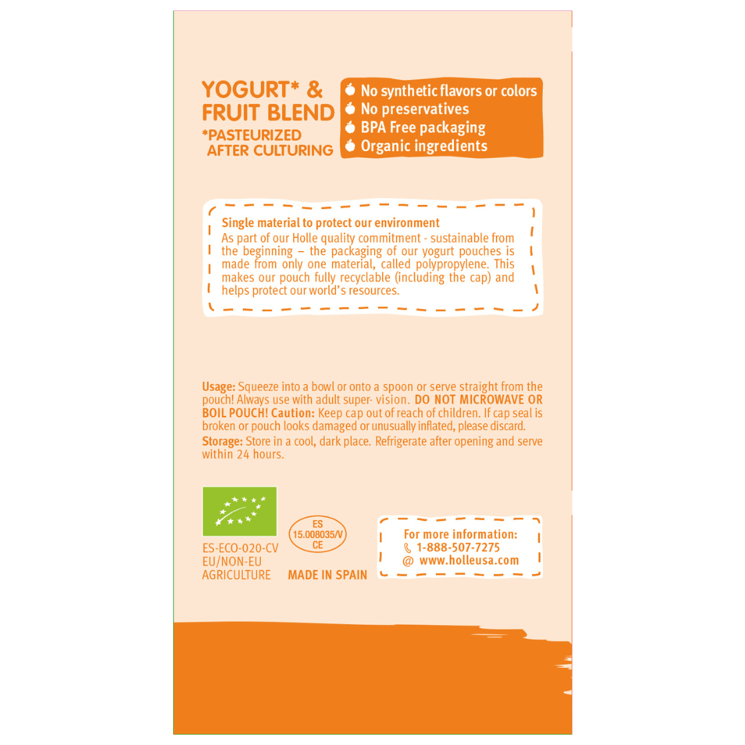 Holle USA - Wholesale Baby Food - Holle Organic Yogurt Pouches: Mango (10 pack)4
