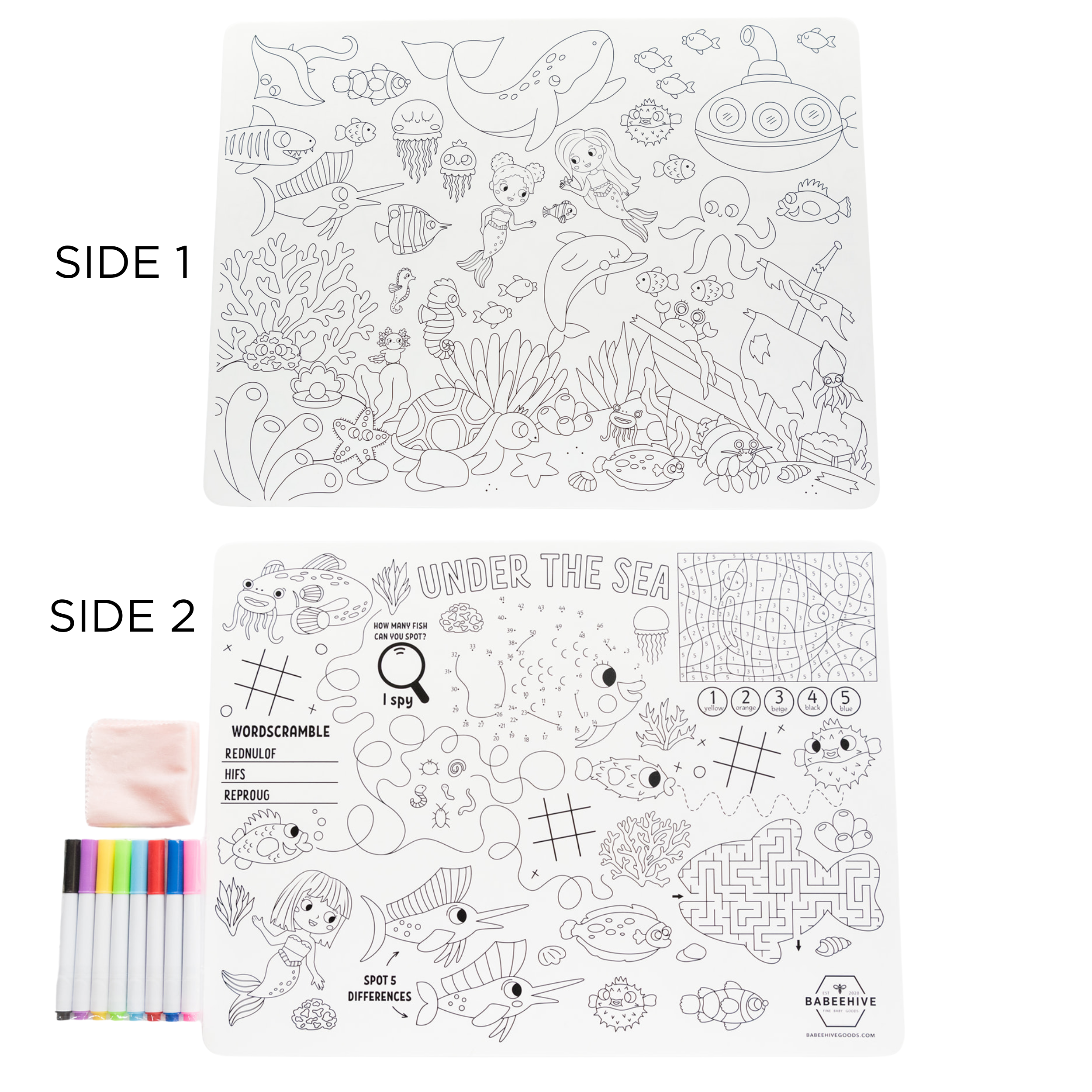 Babeehive Goods - Wholesale Coloring Mat - Kids & Baby - Silicone Reusable Coloring Placemat0