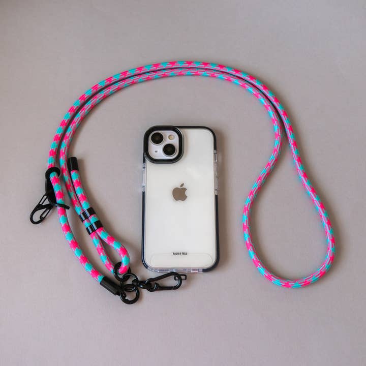 Pink Turquoise Crossbody Rope Lanyard Adjustable Phone Strap for wholesale by Talk and Tell