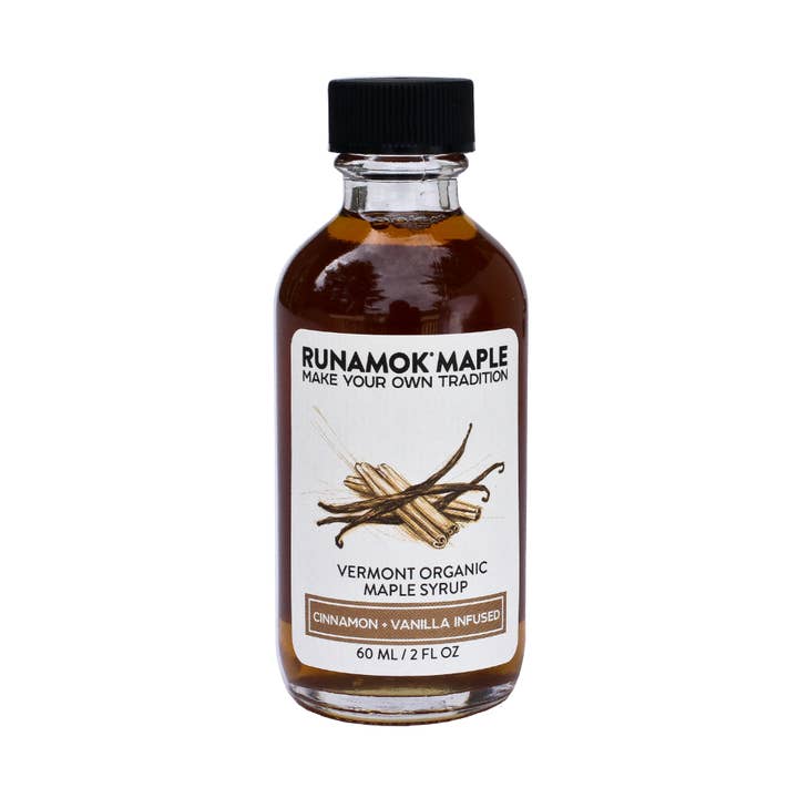 Cinnamon+Vanilla Infused Organic Maple Syrup 60ml for wholesale by Runamok