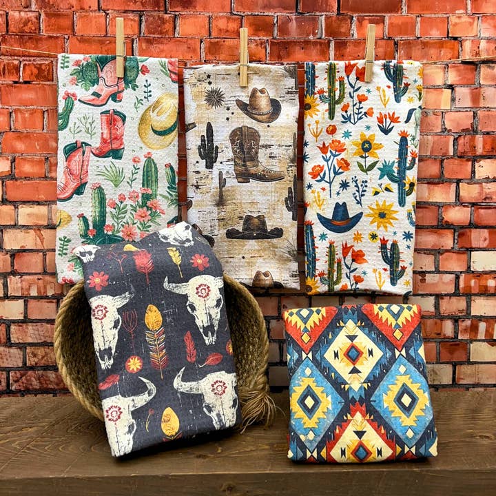 Driftless Studios - Wholesale Tea Towel - Southwestern Pattern Waffle Dish Towels - Western Home Goods2
