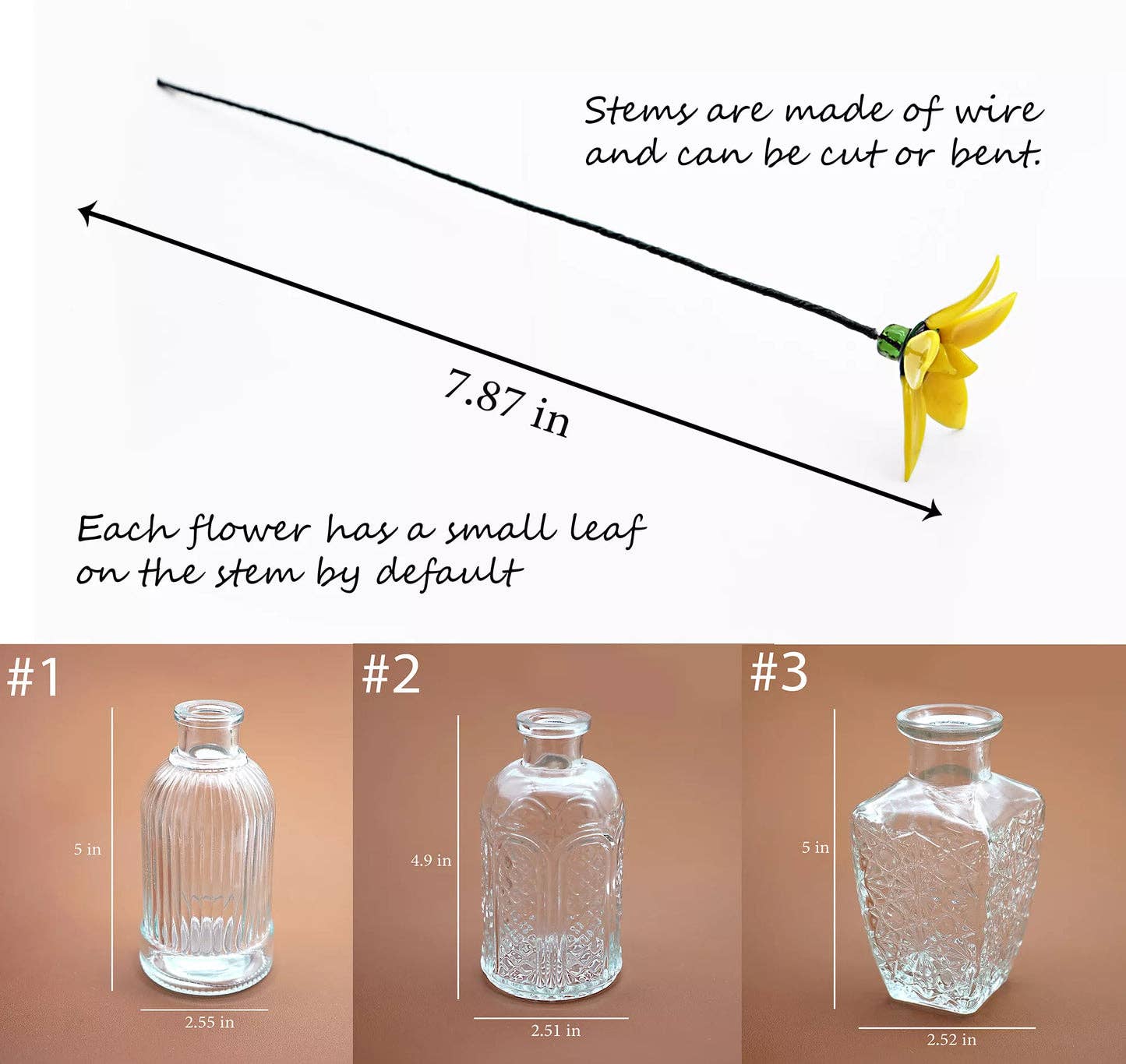 HappyJewelrySupplies – wholesale Konstgjorda blommor – Handgjord glasbukett med födelsemånadens blommor konstdekoration3