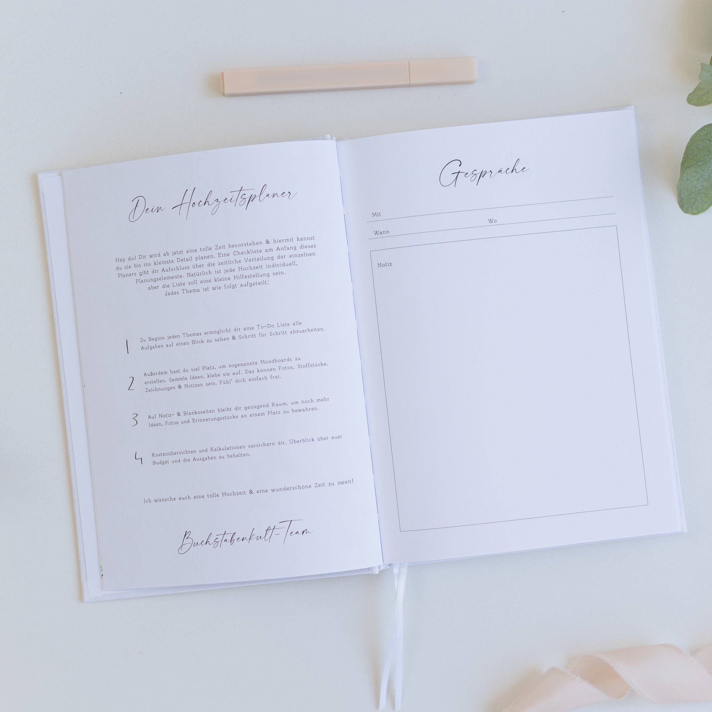 Buchstabenkult – Agenda por atacado – Planejador de casamento A5 | Linho branco5