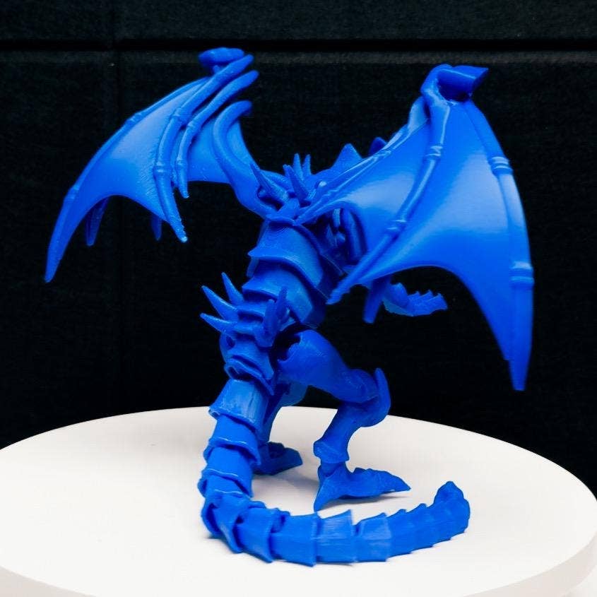 August Art House - Wholesale Figurine Toy - Kids - Blue-Eyes White Dragon Fully Articulated Anime Yugioh Figure Matte Blue Over 12 Inch Posable Handmade Kaiju Toy Flexible Limbs Gift Monster2