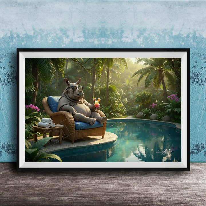 Rhino Wall Art - Lush Jungle - Acrylic Finish for wholesale by Clifton Haley Photography