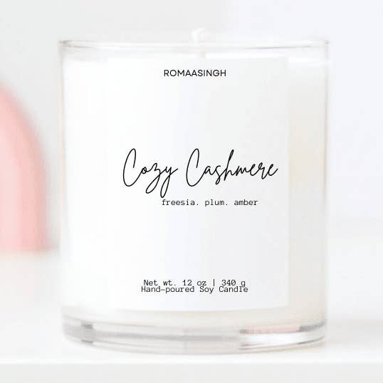 Cozy Cashmere Soy Candle for wholesale by ROMAASINGH LLC
