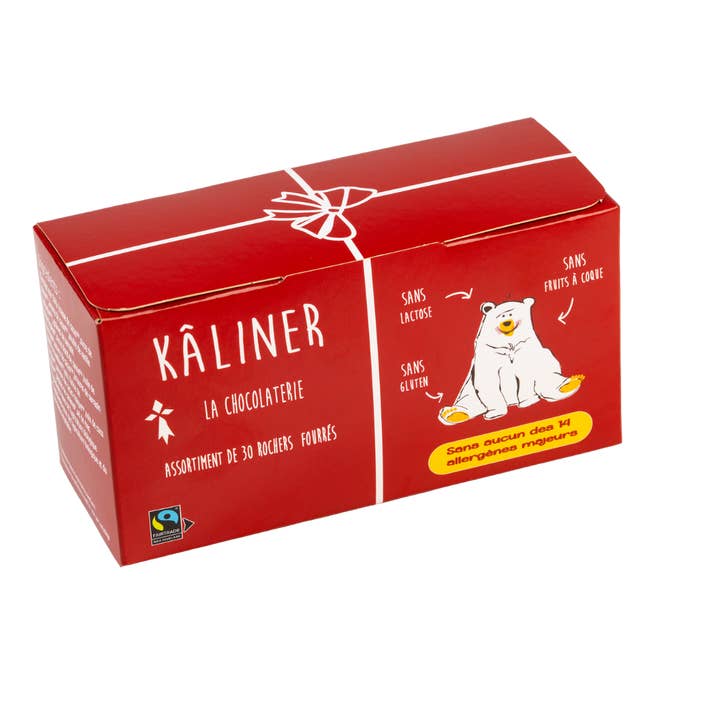 Assortment of 30 filled chocolate rocks for wholesale by Kâliner