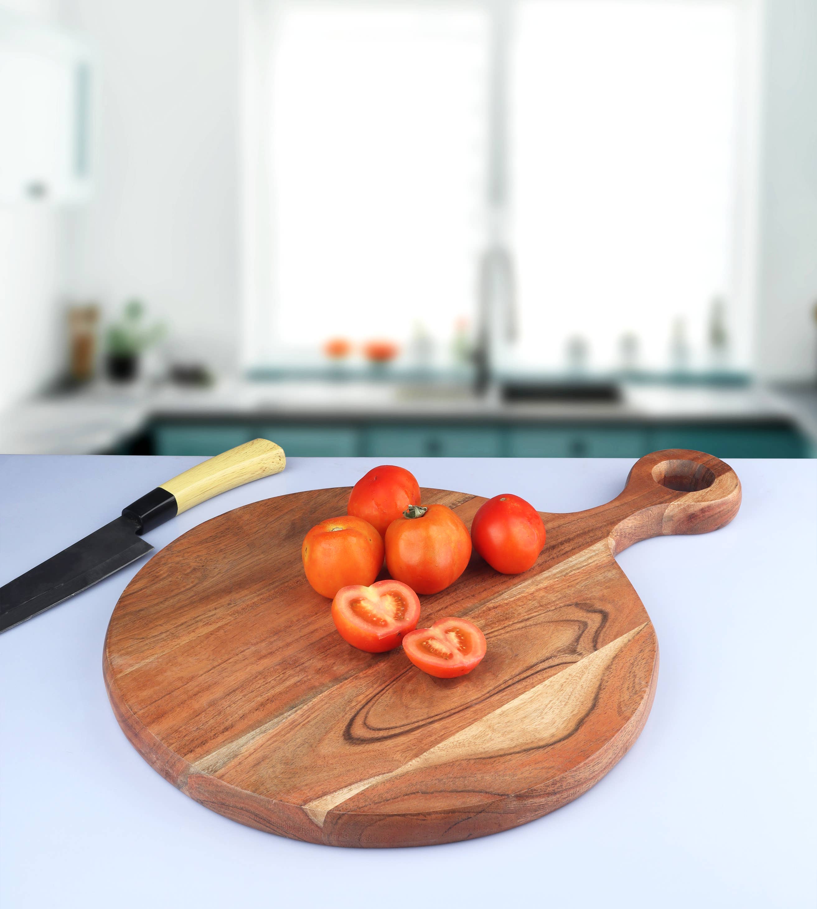 India Handicrafts Inc - Wholesale Cutting Board - LG Acacia Wood Cutting Board with Handle