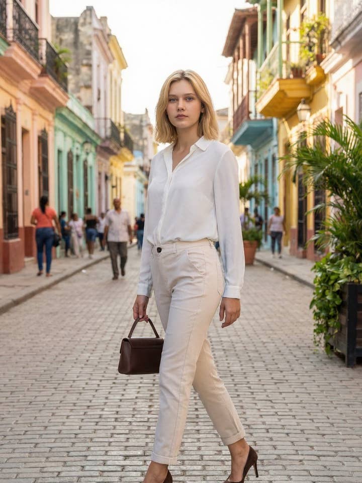 Nina Carter J250 comfort high waist stretch chino pants for wholesale by Nina Carter