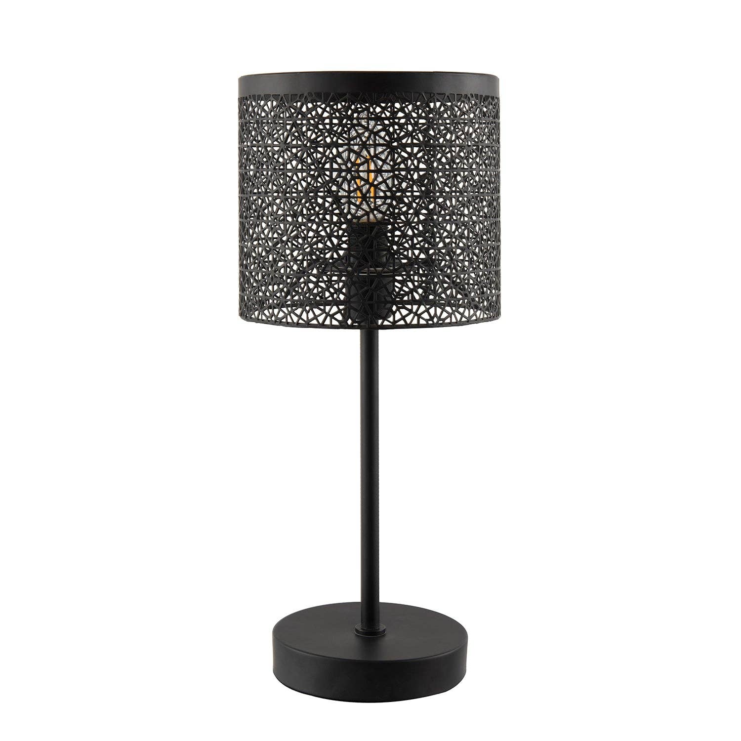 Happy Homewares - Wholesale Accent/Desk Lamp - Classic Chic Moroccan Themed Matte Black Table Lamp with Inline Switch4