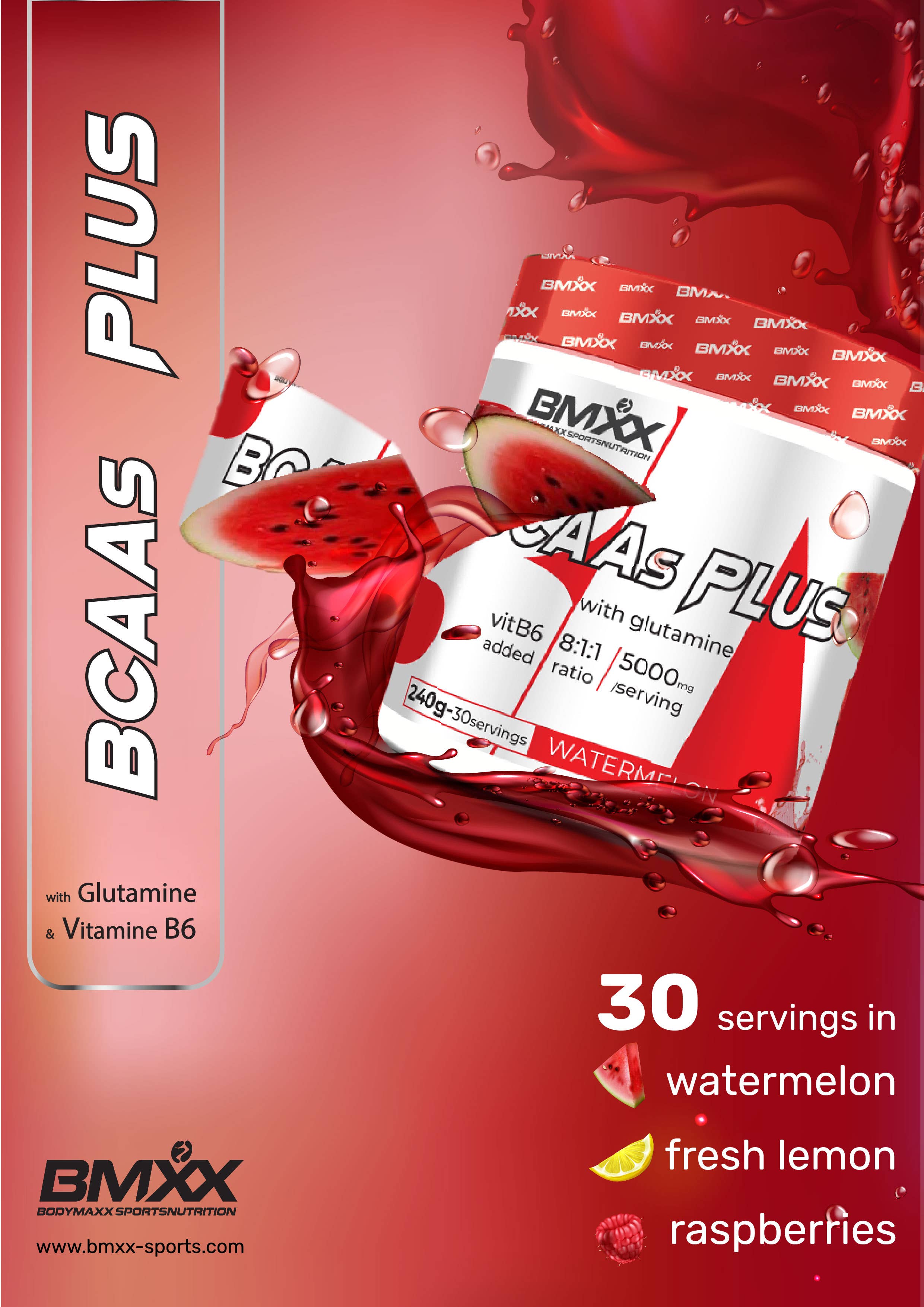BMXX Sports Nutrition - Wholesale Protein/Superfood Powder - BCAA's PLUS 8:1:1 – with Glutamine and Vitamin B6 - 240g4