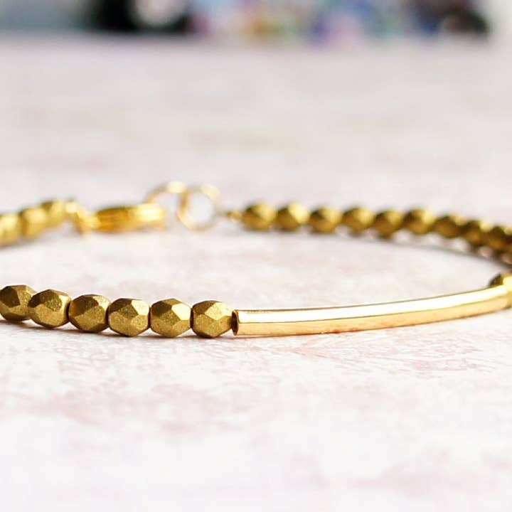 Metallic Gold Beads And Gold Filled Bar Bracelet for wholesale by Sentimento