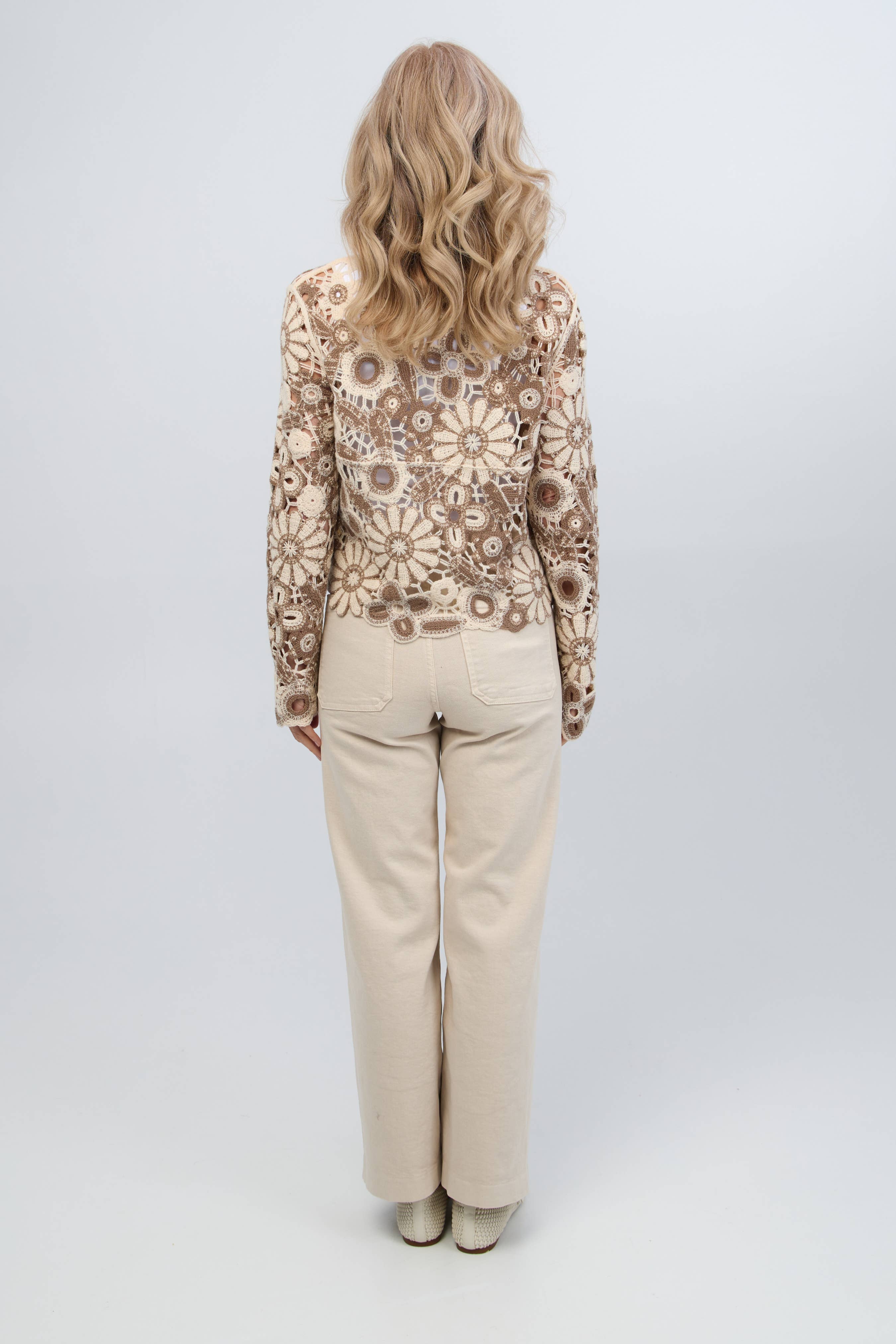 SAACHI – Großhandel Jacke – Damen – Bunter Häkel-Cardigan mit Blumenmuster, kurz geschnitten5