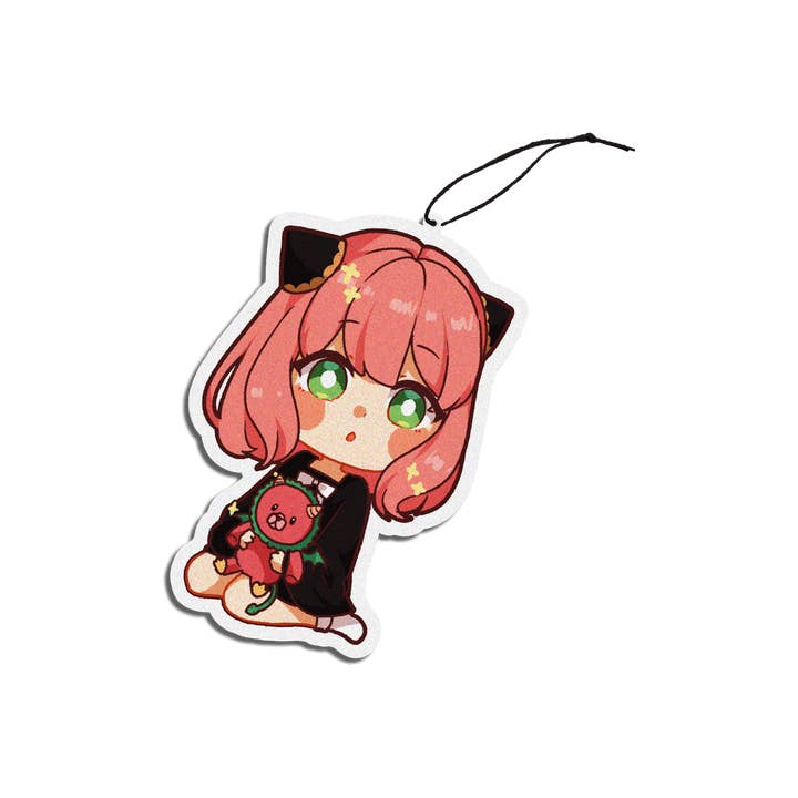 ANYA PLUSHIE CAR AIR FRESHENER { SPY X FAMILY } - STRAWBERRY for wholesale by Usagi x Usagi, LLC