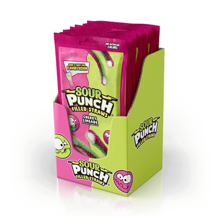 Sour Punch filled Straws Cherry Lime 5oz 12ct case for wholesale by Royal Wholesale