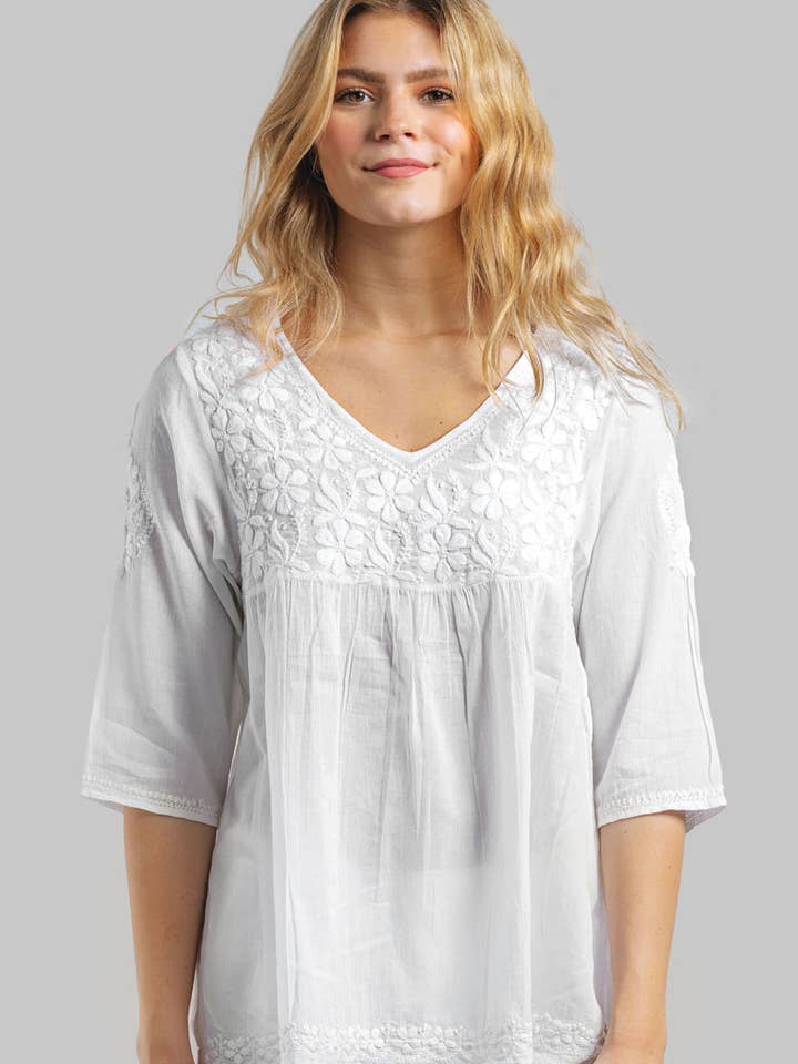 Ramani White Embroidered Top for wholesale on Faire0