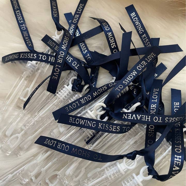 Blowing Kisses To Heaven To Show Our Love - Memorial Bubbles for wholesale by Add Ribbons Co.