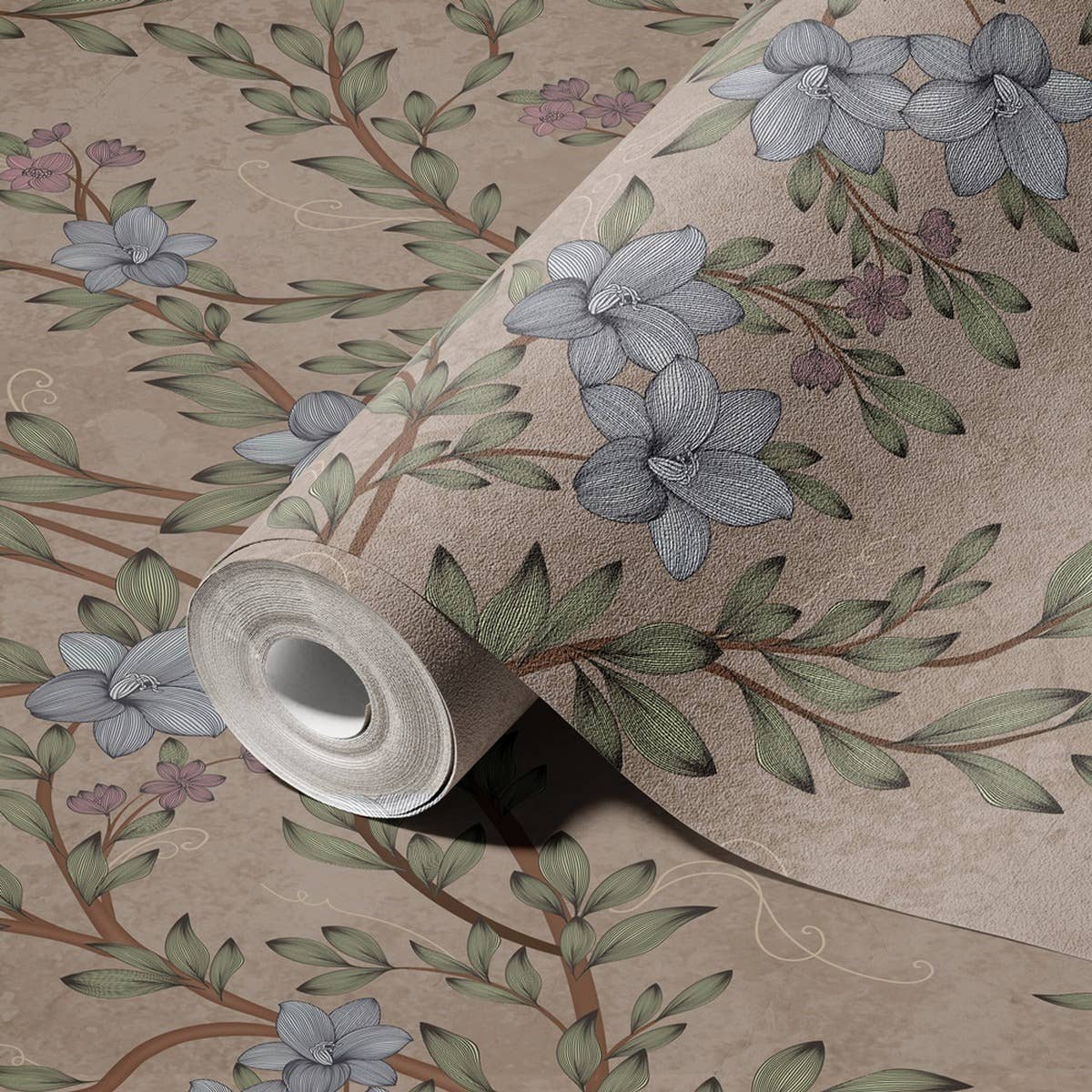 GK Home Decor – wholesale Wallpaper – Vintage Branches Soft Blue Blooms Pattern Wallpaper Mural2