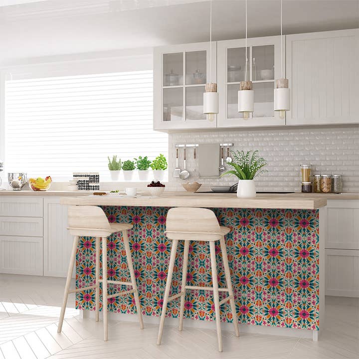 Mi Alma LLC - Wholesale Wall Tile - Floral Vintage Colorful Retro Design Multicolor beautiful backsplash Model - L814