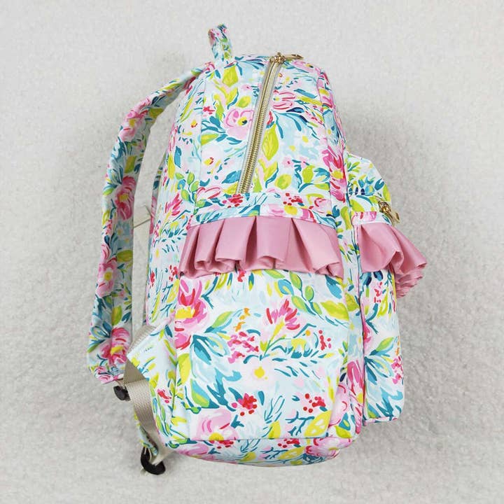 Aier Wholesale - Wholesale Backpack - Kids - Baby Kids Girls Green Pink Flowers Backpack Back Bags