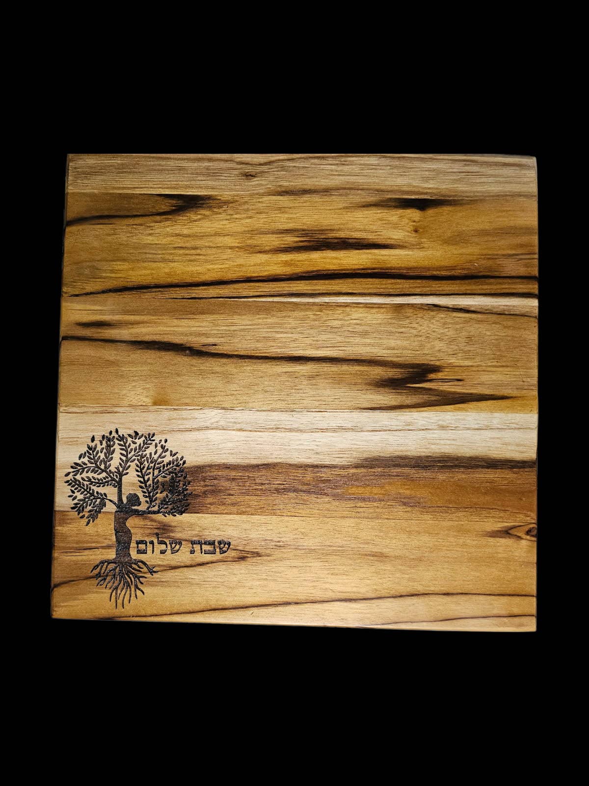 Eclectic Judaica - Wholesale Cutting Board - Challah Board Shabbat Shalom Teak 3