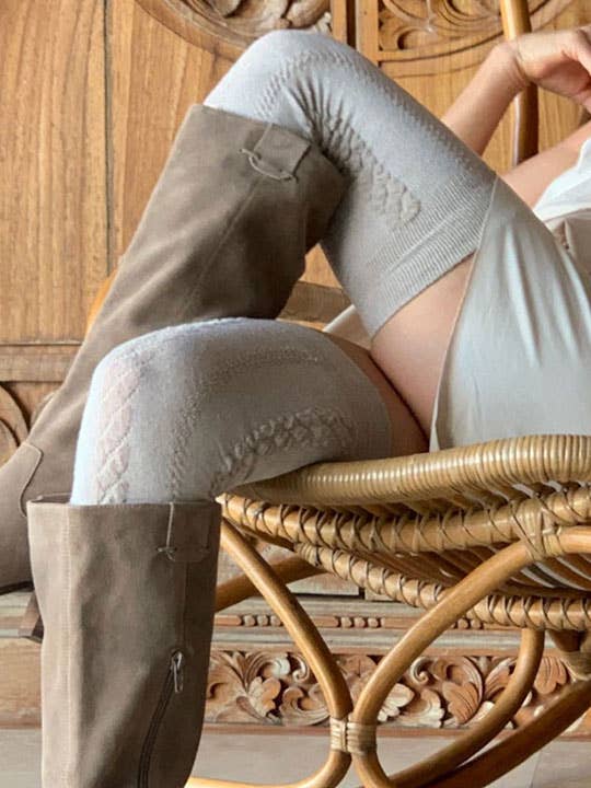 RocknSocks - Wholesale Socks - Women's - Jord Linen Cable Knit Texture Over the Knee Socks1