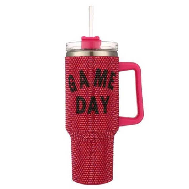 Game Day Rhinestone Bling 40 Oz Tumbler for wholesale by Paperdoll
